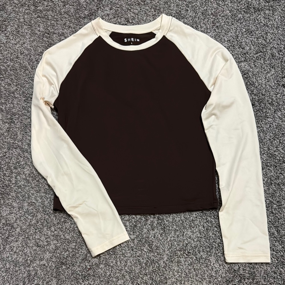 SHEIN Black and Cream Long Sleeve Top
